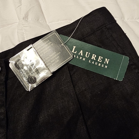 Women's Ralph Lauren Black Linen Bermuda Shorts Sz 14 NWT - Picture 6 of 7
